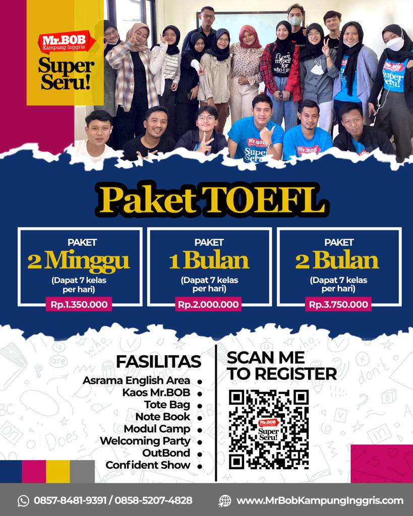 Paket TOEFL di Mr.BOB Kampung Inggris Pare