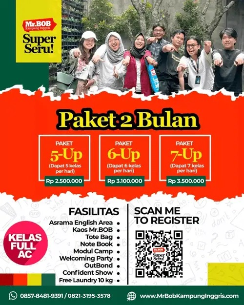 Paket Kursus 2 Bulan - Mr. BOB Kampung Inggris