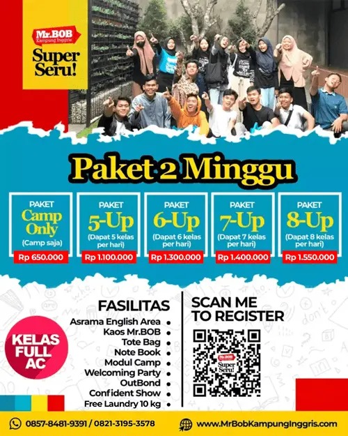 Paket Kursus 2 Minggu - Mr. BOB Kampung Inggris