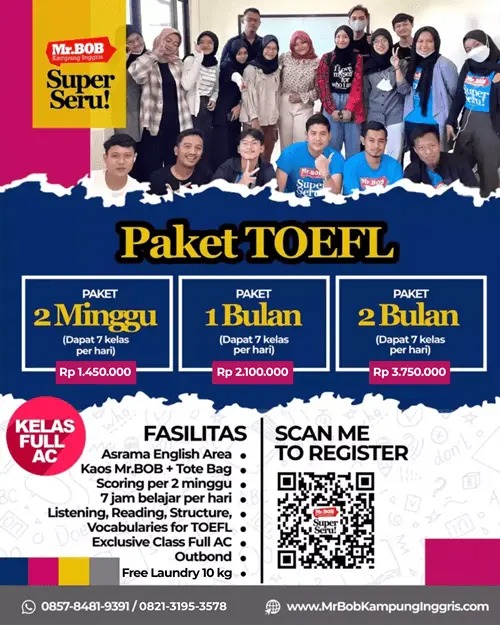 Paket TOEFL di Mr.BOB Kampung Inggris Pare