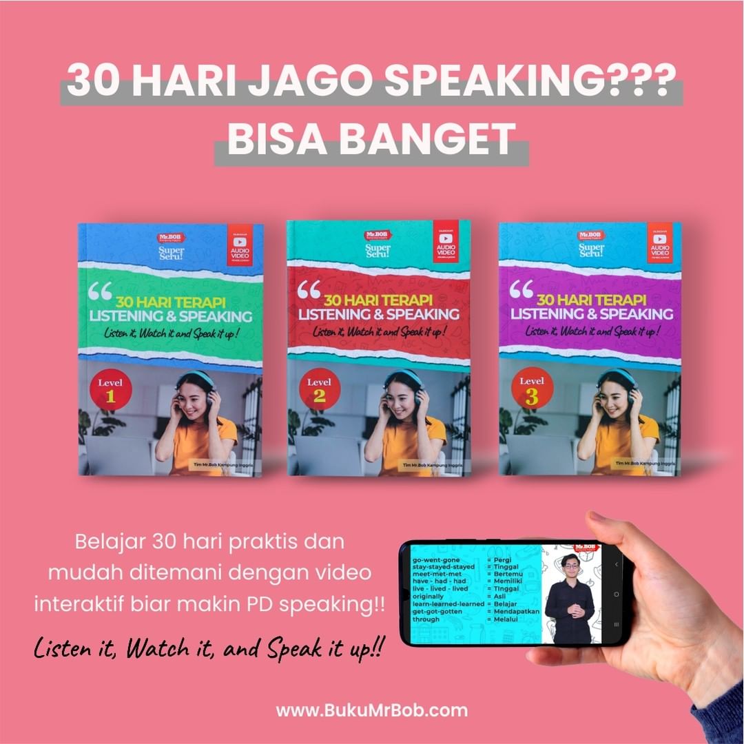 <strong>Buku 30 Hari Terapi Listening dan Speaking Mr.Bob Kampung Inggris</strong>