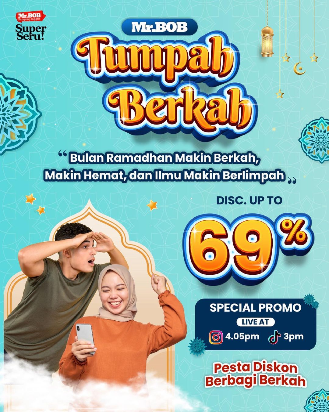 Promo Live TikTok Tumpah Berkah Mr.Bob Kampung Inggris, Ada Diskon Super!