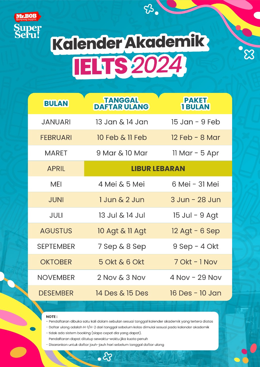 Kalender Akademik 2024/2025 - Mr.BOB Kampung Inggris Pare