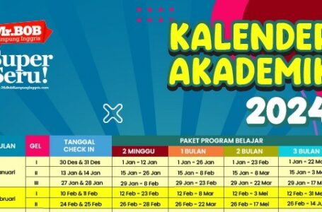 Kalender Akademik Tahun Ajaran 2024/2025 Mr.BOB Kampung Inggris