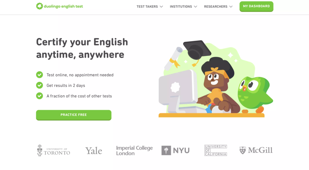 Mengenal Duolingo English Test | Alternatif Modern Tes Bahasa Inggris - Mr.BOB Kampung Inggris Tampilan Website Duolingo English Test - Mr.BOB Kampung Inggris